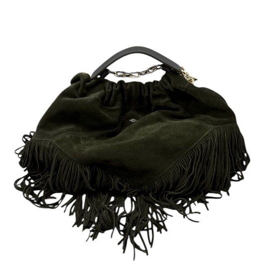 ba&sh Green Suede Fringe Tote Bag