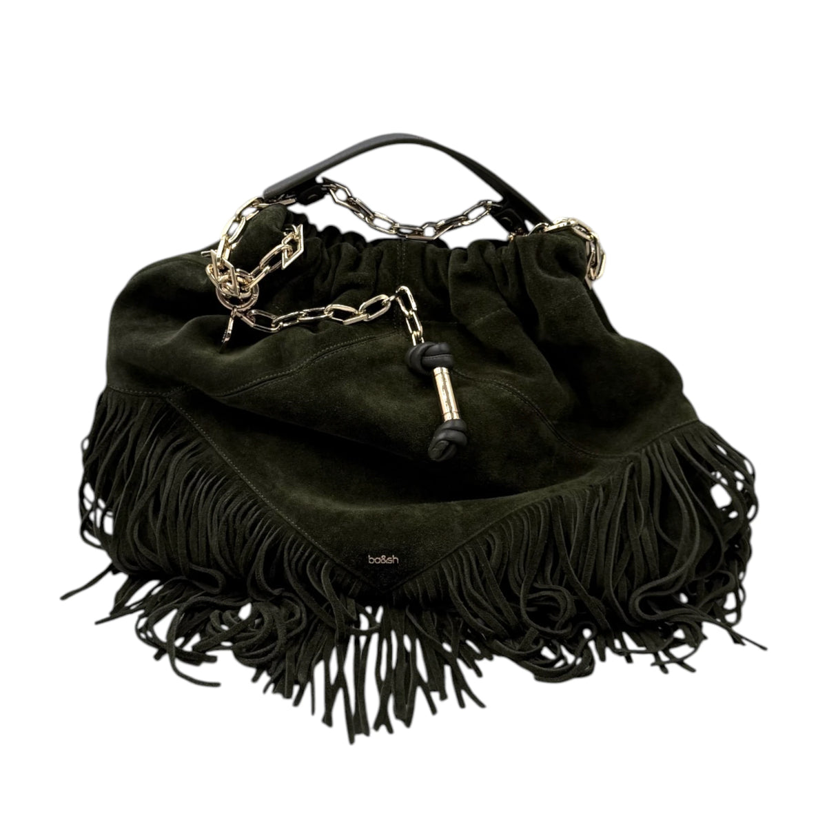 ba&sh Green Suede Fringe Tote Bag