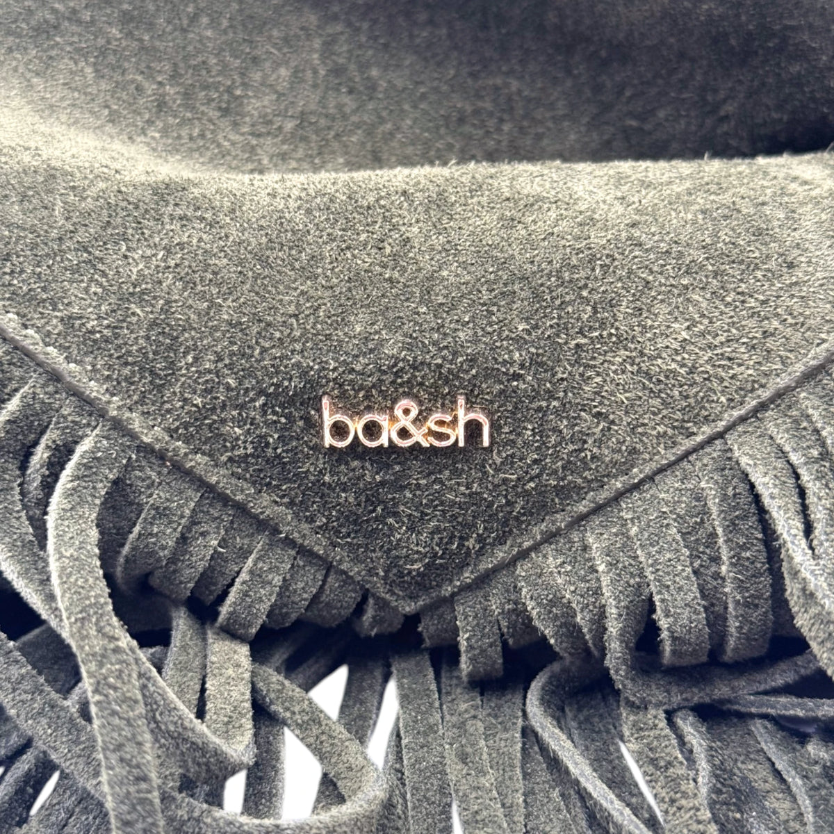 ba&sh Green Suede Fringe Tote Bag