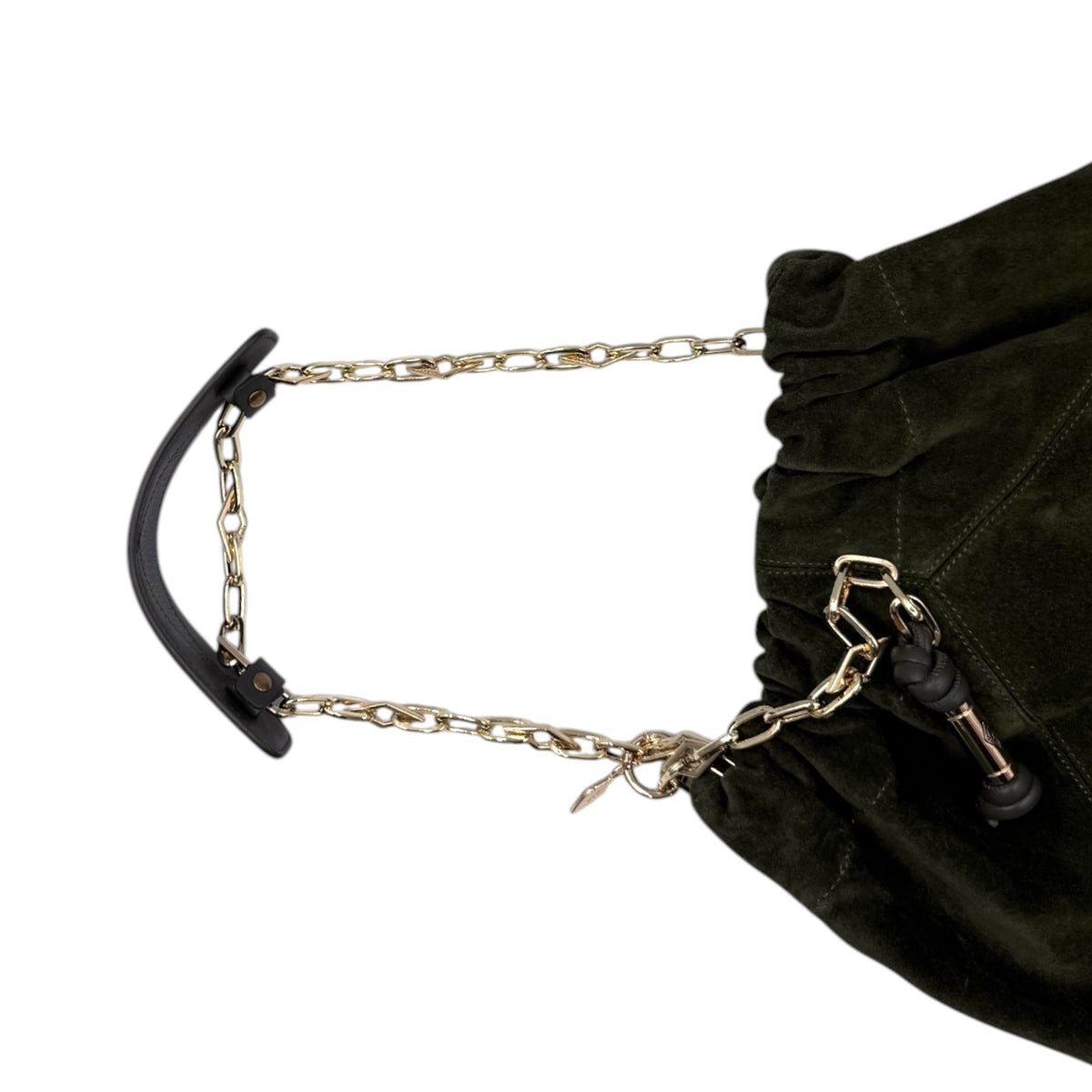 ba&sh Green Suede Fringe Tote Bag
