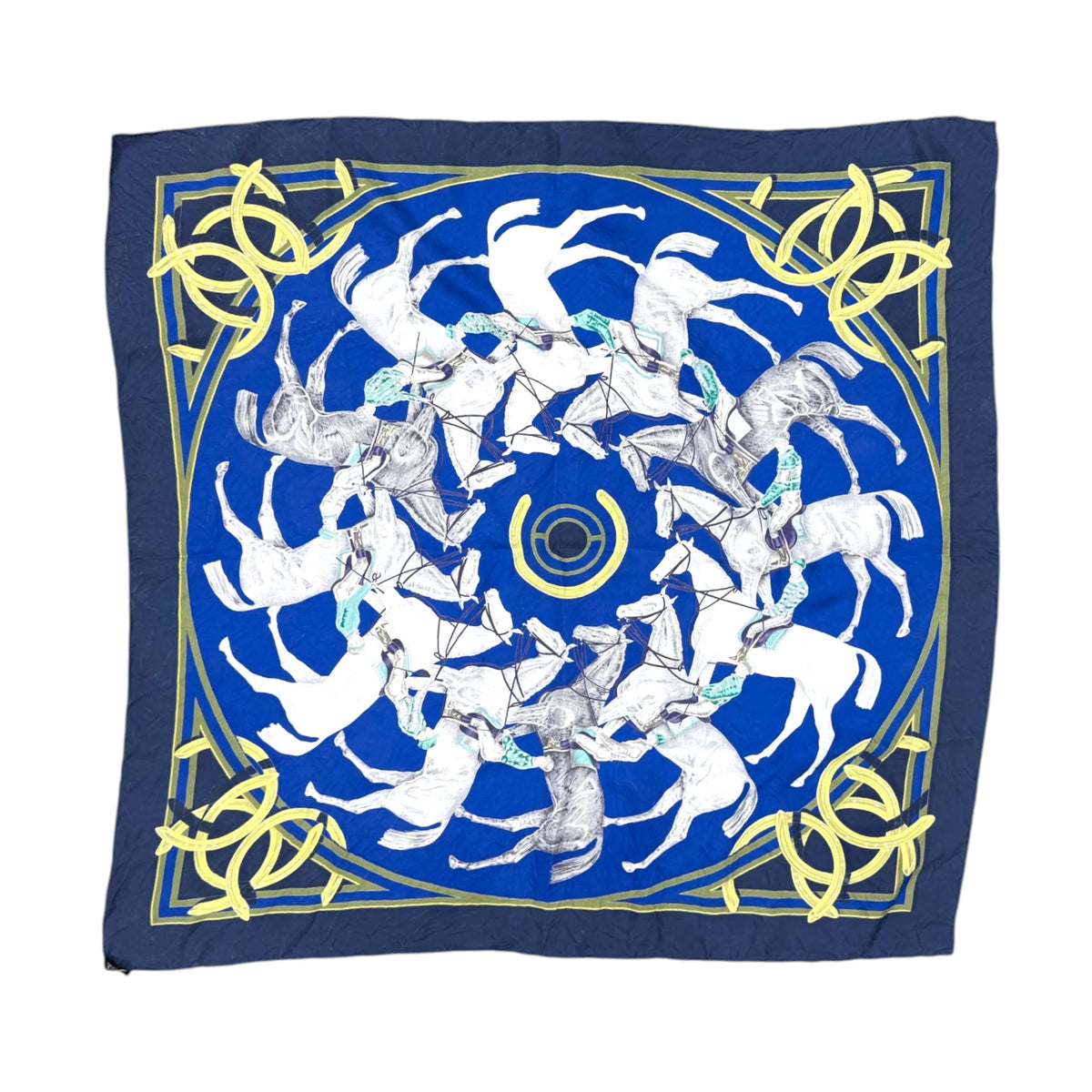 Hermès White Ex Libris en Camouflage Silk Scarf