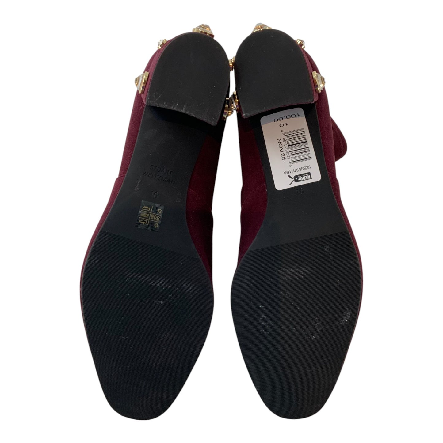 Stuart Weitzman Burgundy Gem Detail Booties