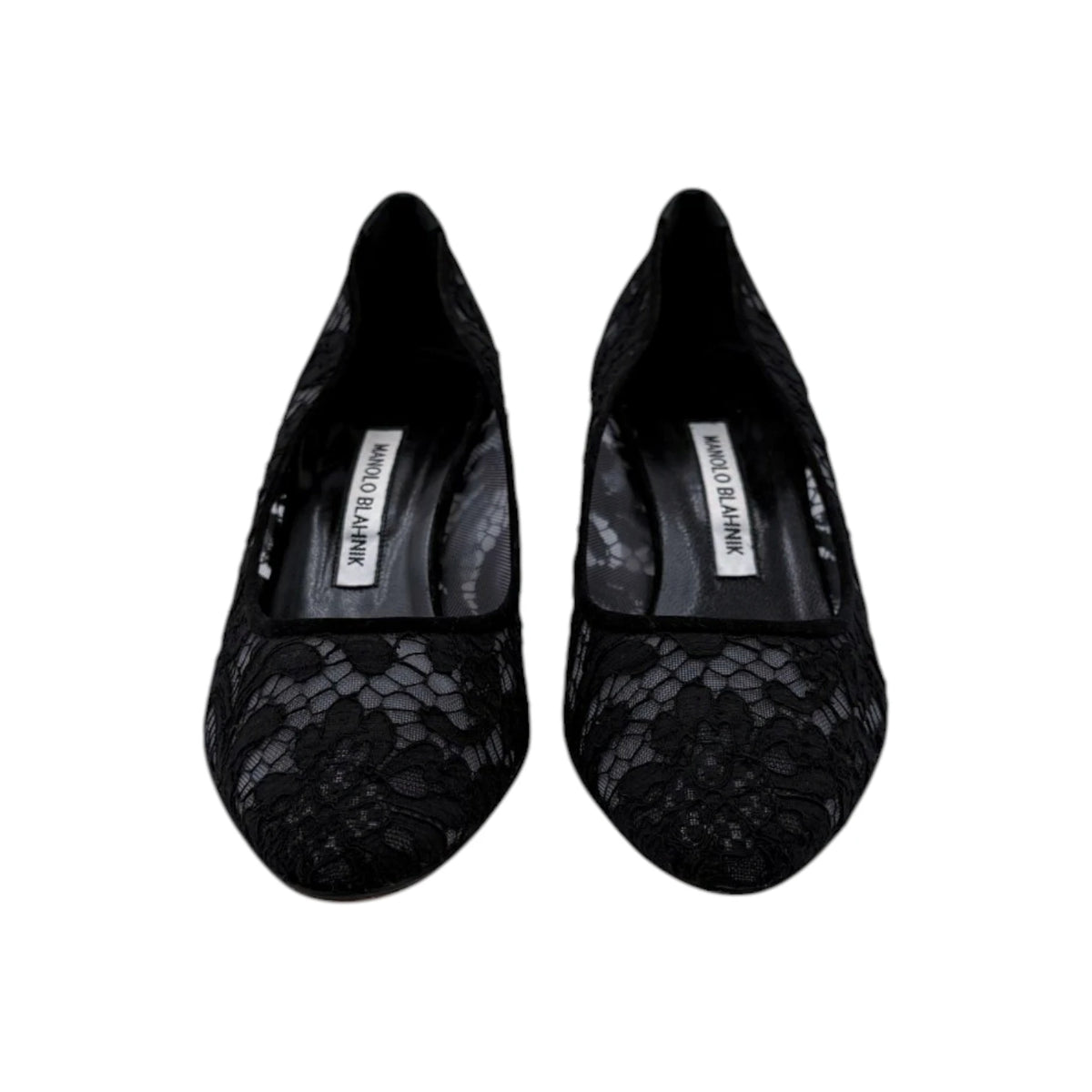 Manolo Blahnik Black Lace Pattern Flats