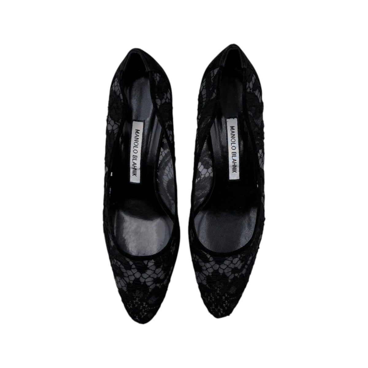 Manolo Blahnik Black Lace Pattern Flats