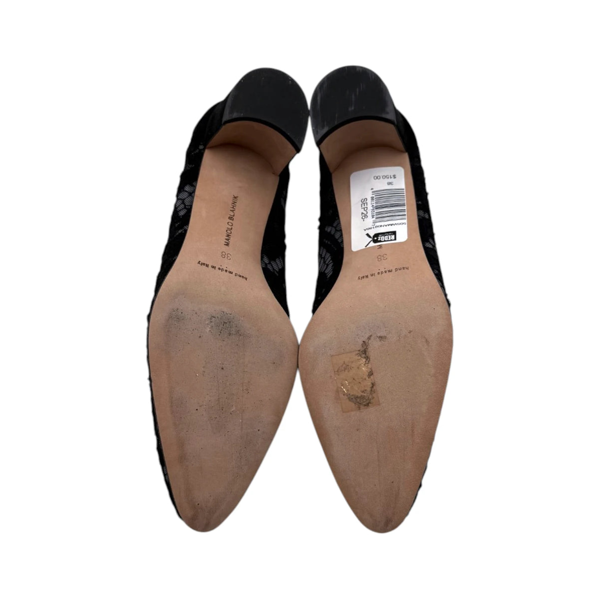 Manolo Blahnik Black Lace Pattern Flats