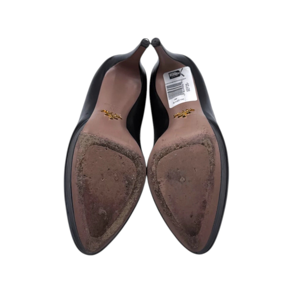 Prada Black Leather Whipstitch Trim Pumps