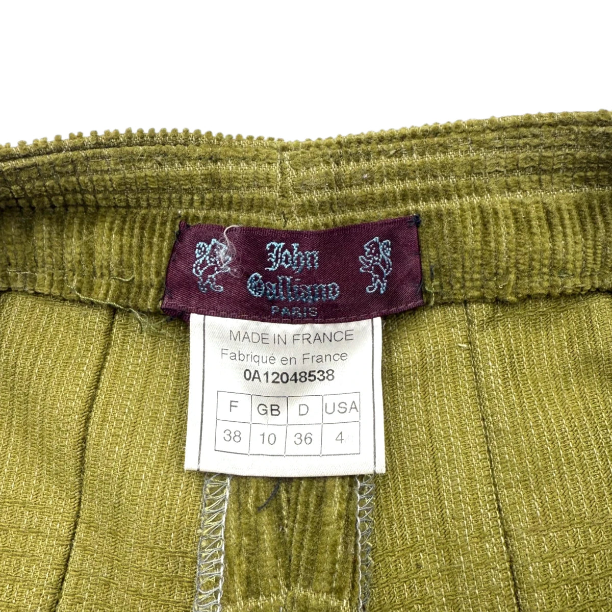 John Galliano Green Plaid Cord Pants