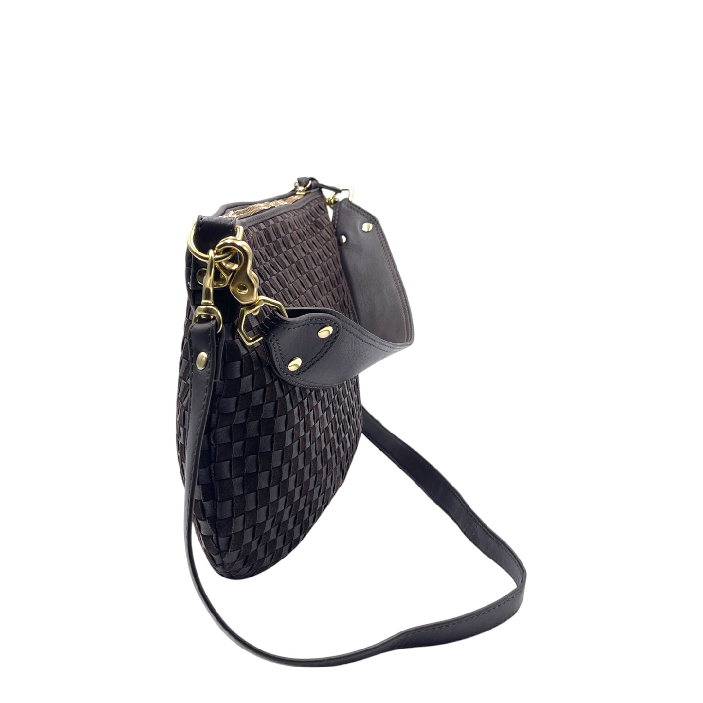 Clare V. Moyen Woven Leather/Suede Messenger Bag