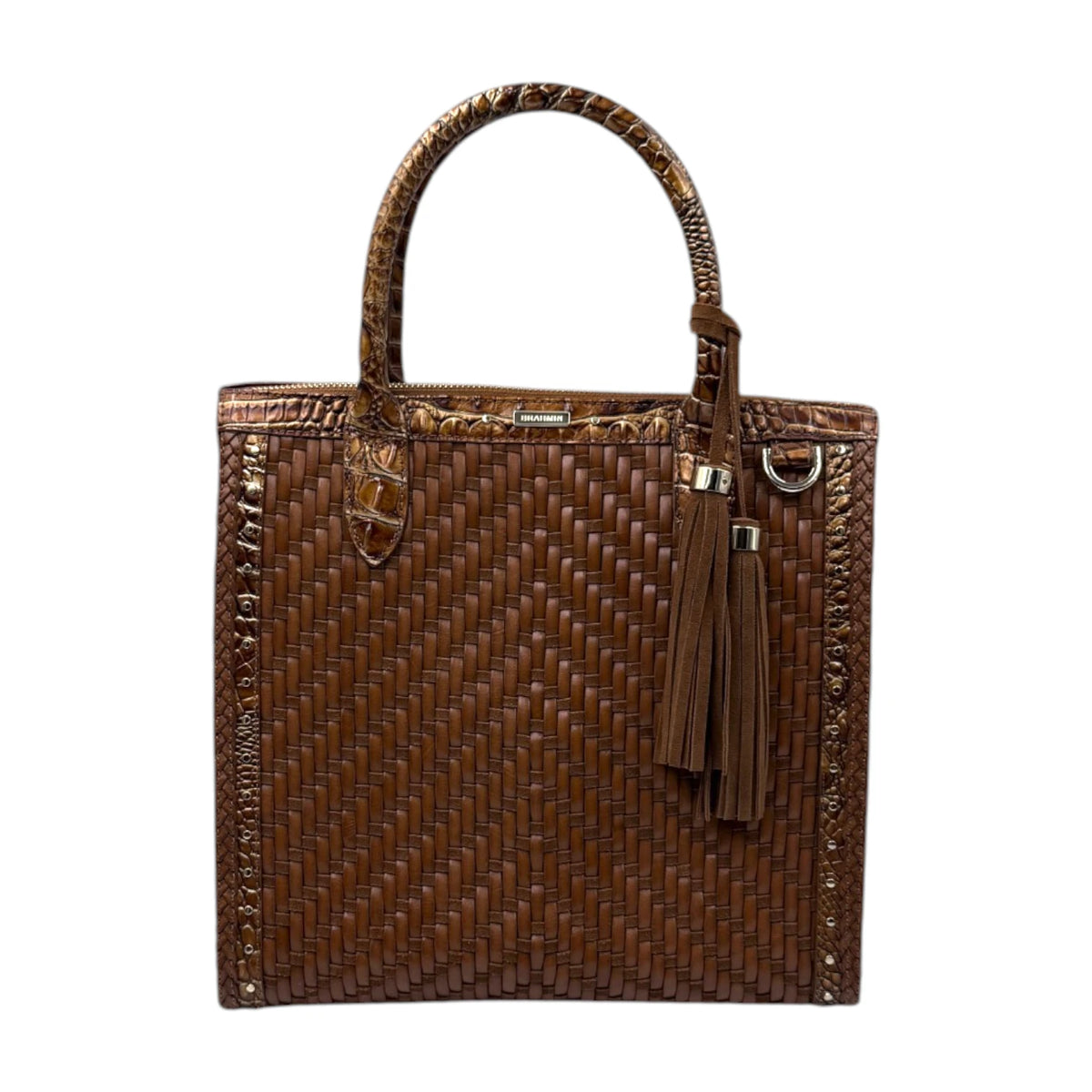 Brahmin Caroline Leather Crocodile Embossed Satchel Bag