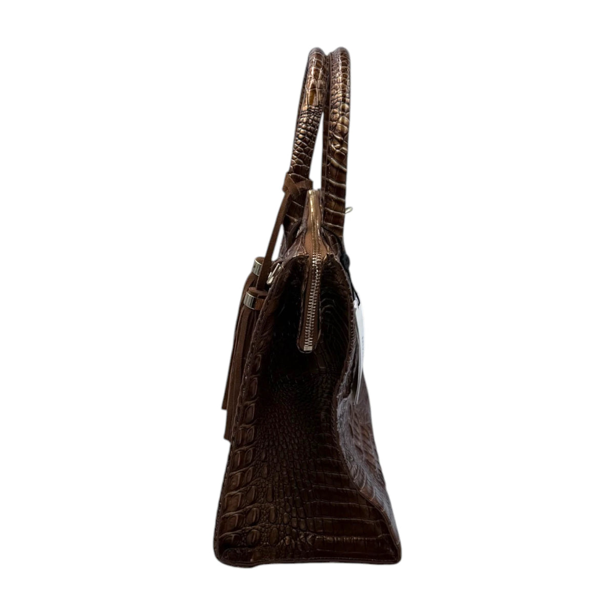 Brahmin Caroline Leather Crocodile Embossed Satchel Bag