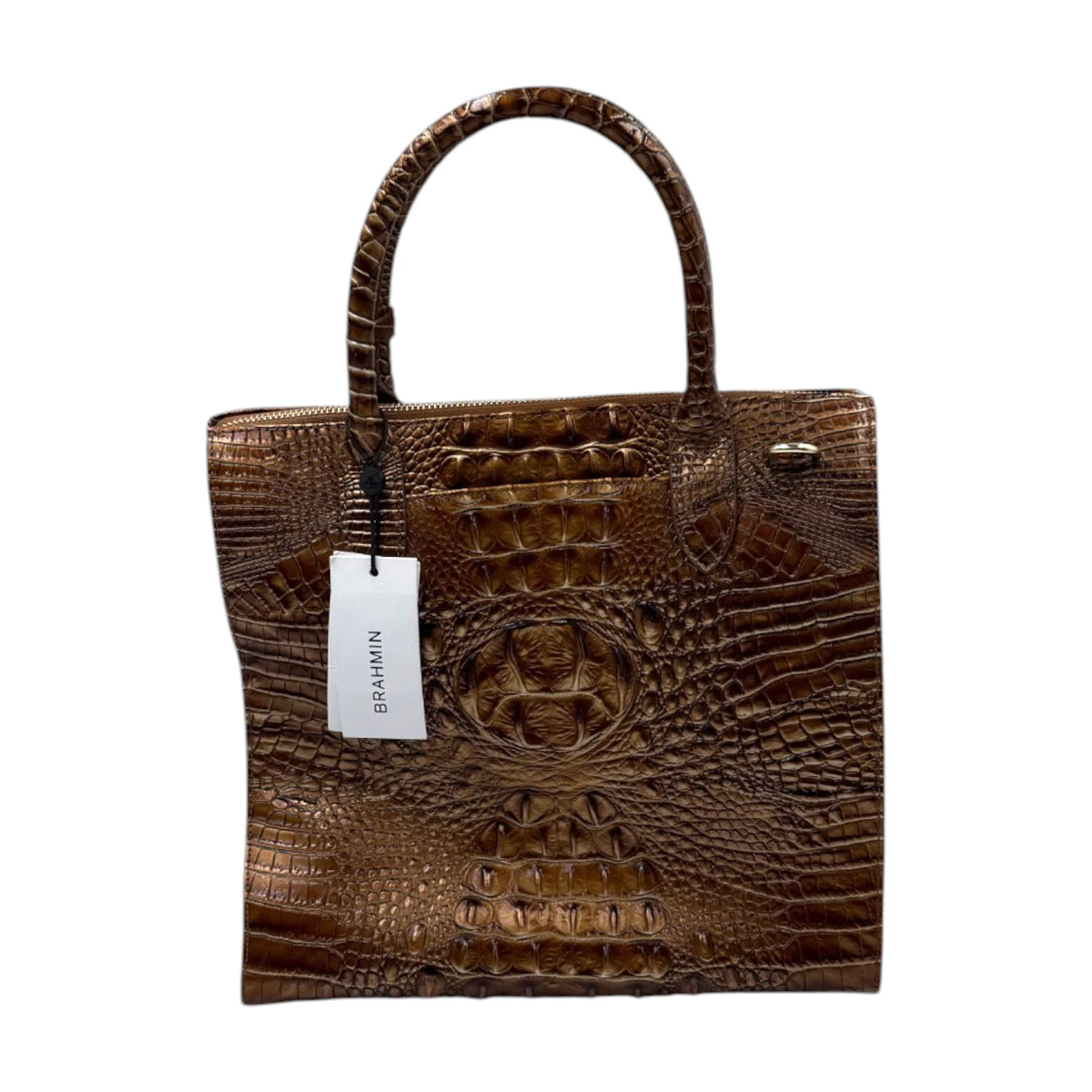 Brahmin Caroline Leather Crocodile Embossed Satchel Bag