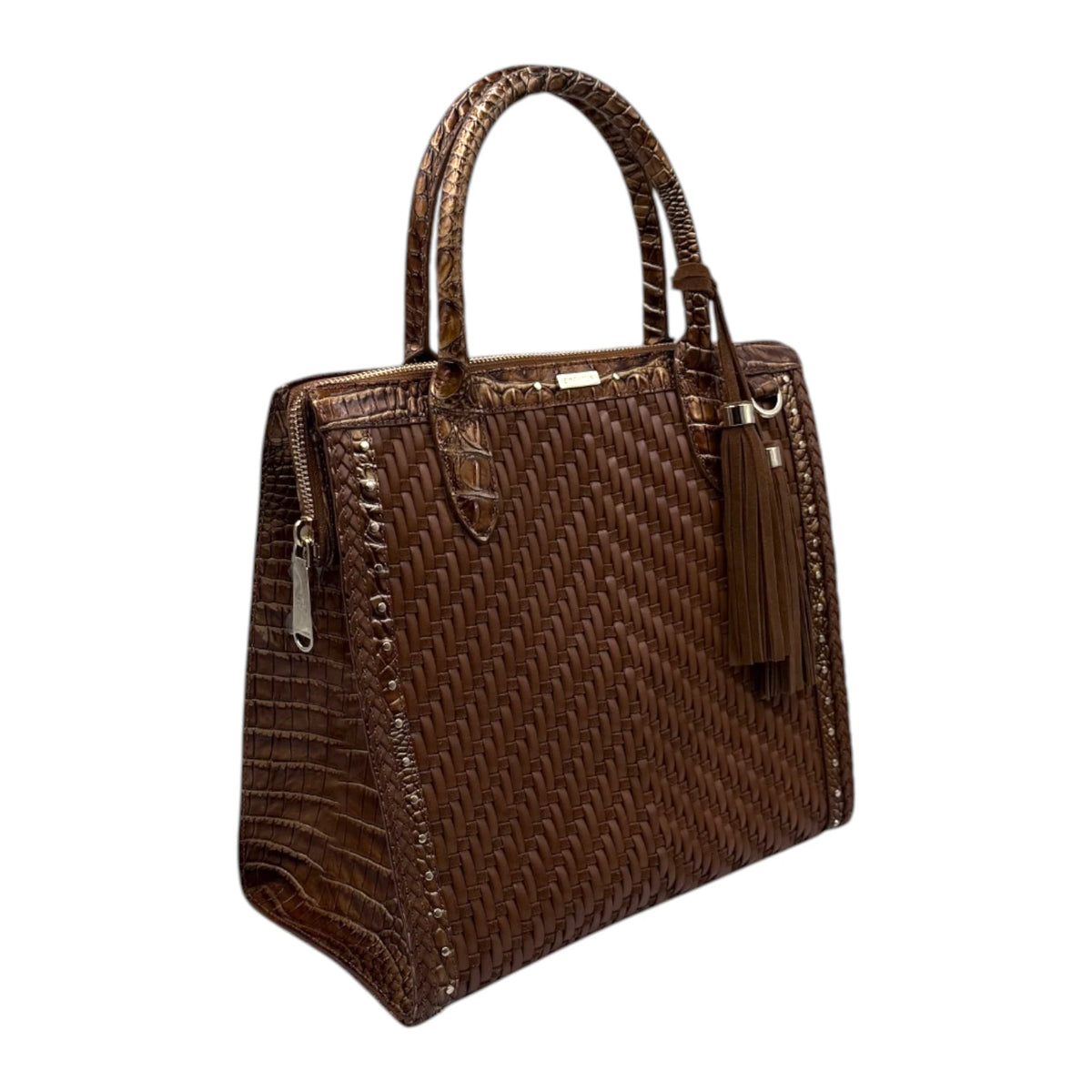 Brahmin Caroline Leather Crocodile Embossed Satchel Bag
