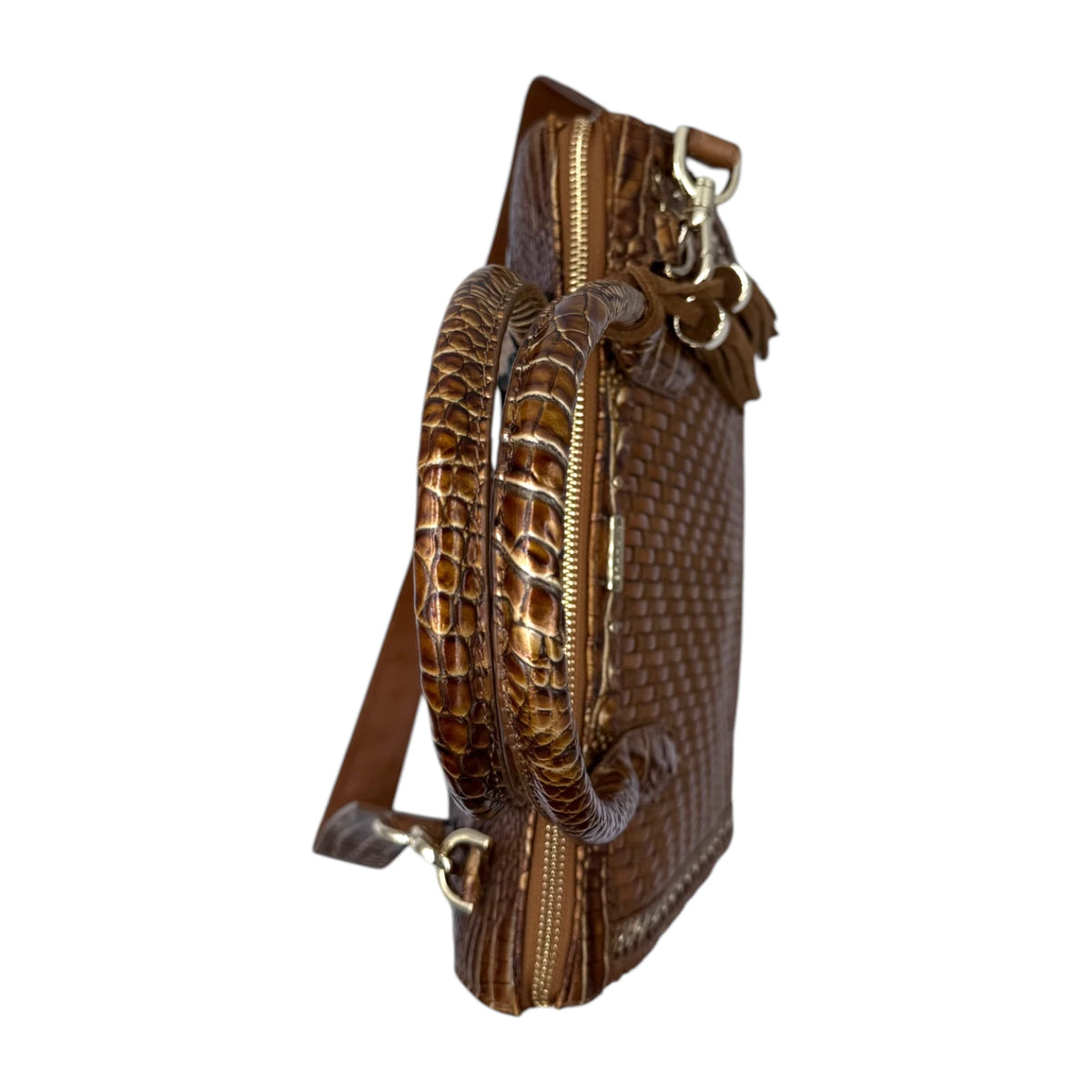 Brahmin Caroline Leather Crocodile Embossed Satchel Bag