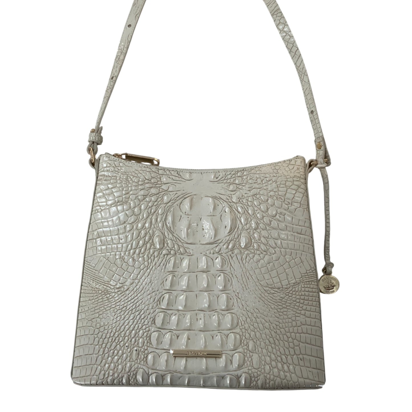 Brahmin Katie Zip Top Croc-Embossed Leather Crossbody Bag