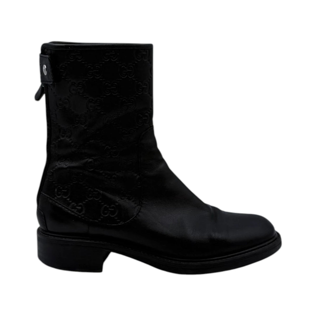 Gucci Black Monogram Moto Boots