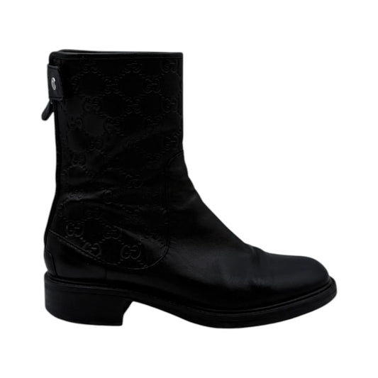 Gucci Black Monogram Moto Boots