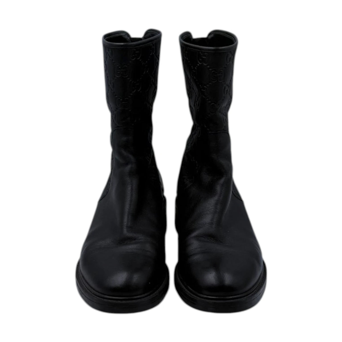 Gucci Black Monogram Moto Boots