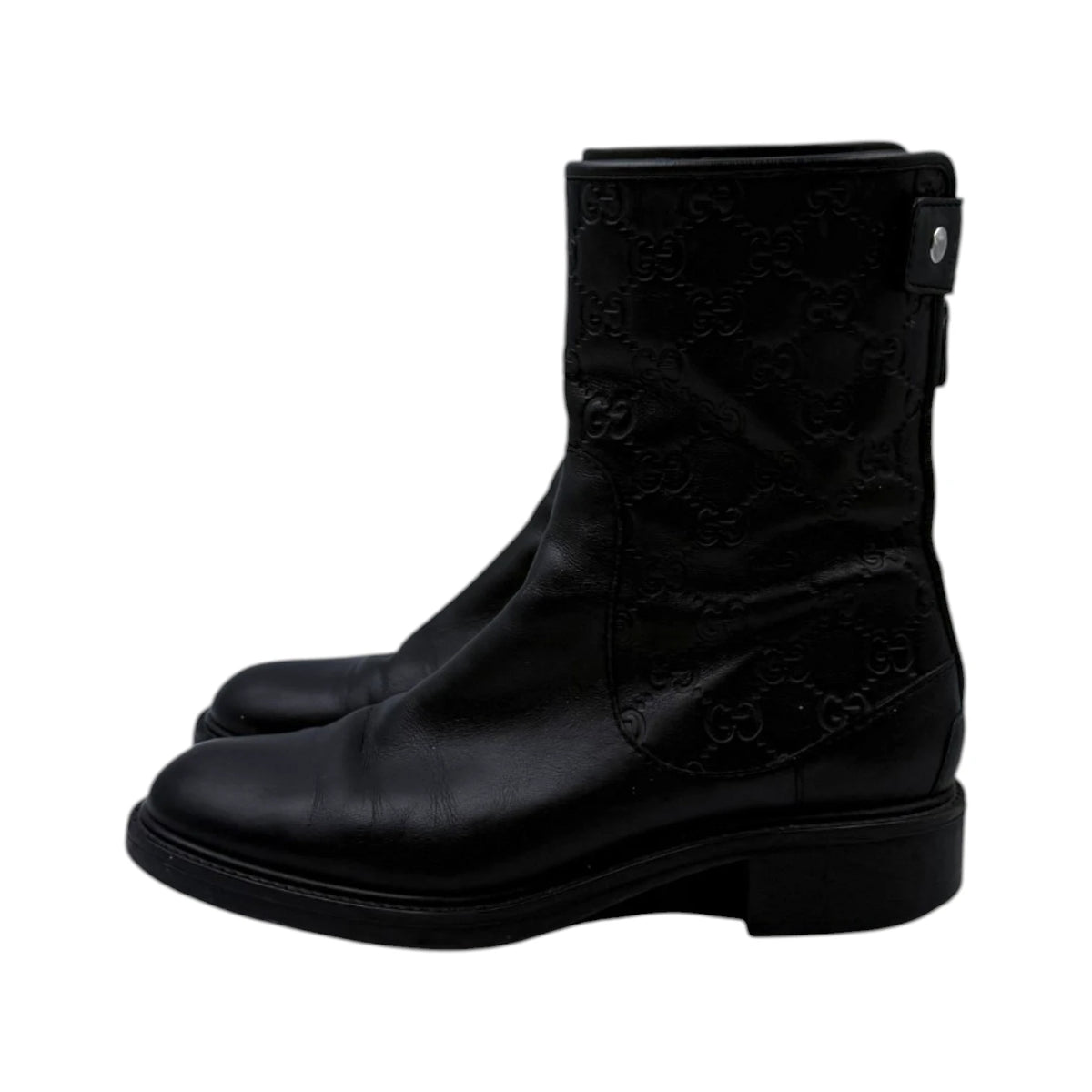 Gucci Black Monogram Moto Boots