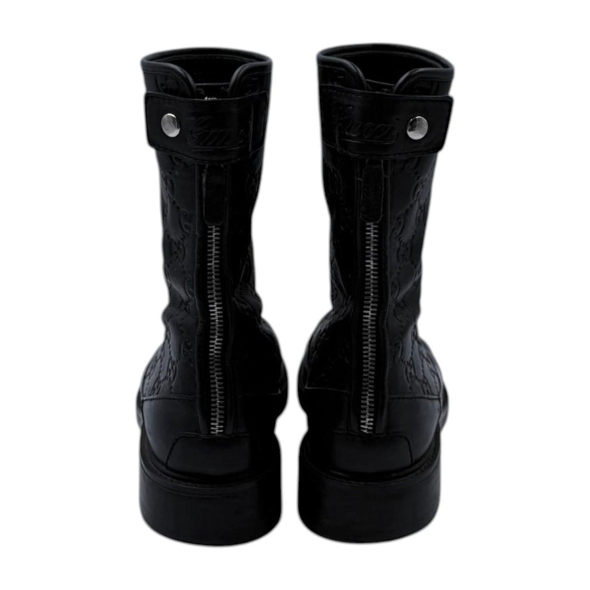 Gucci Black Monogram Moto Boots