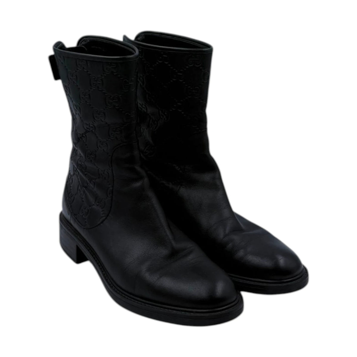 Gucci Black Monogram Moto Boots