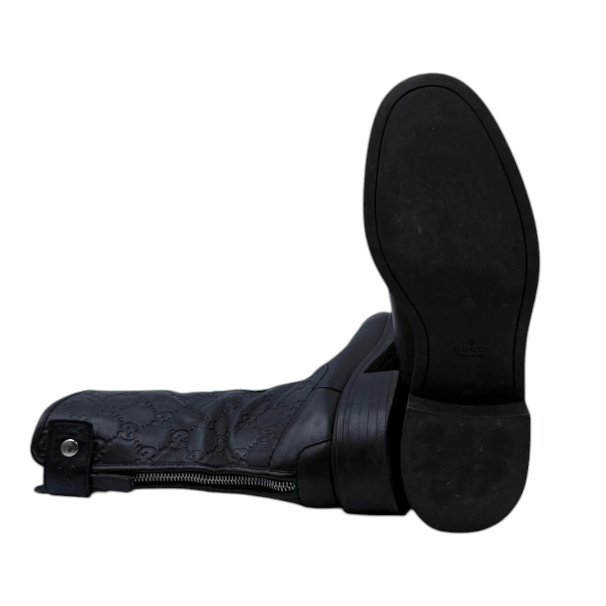 Gucci Black Monogram Moto Boots
