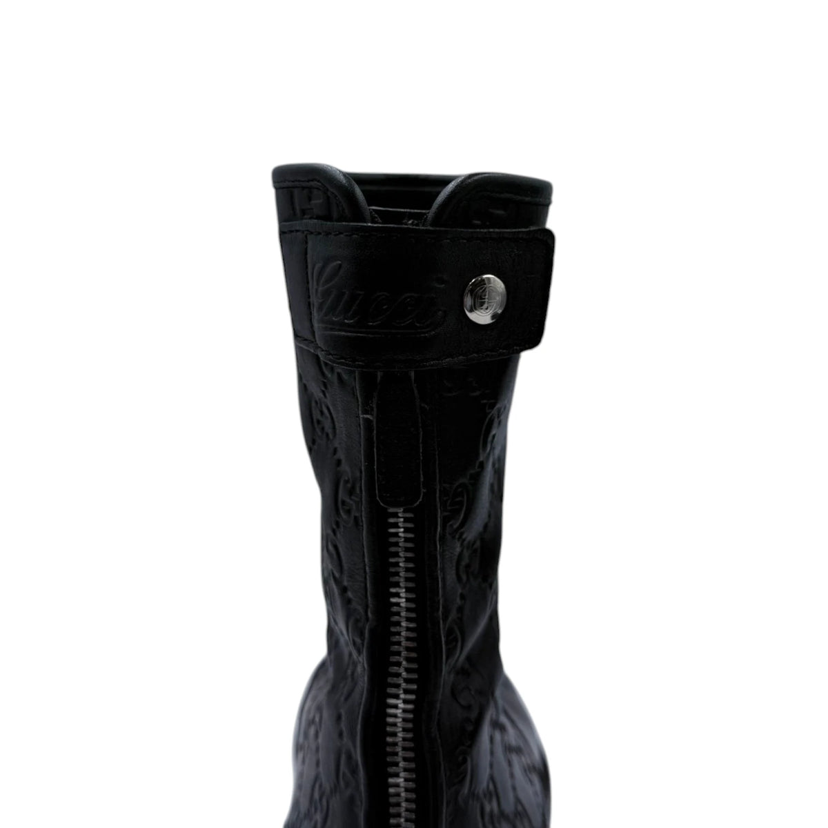 Gucci Black Monogram Moto Boots