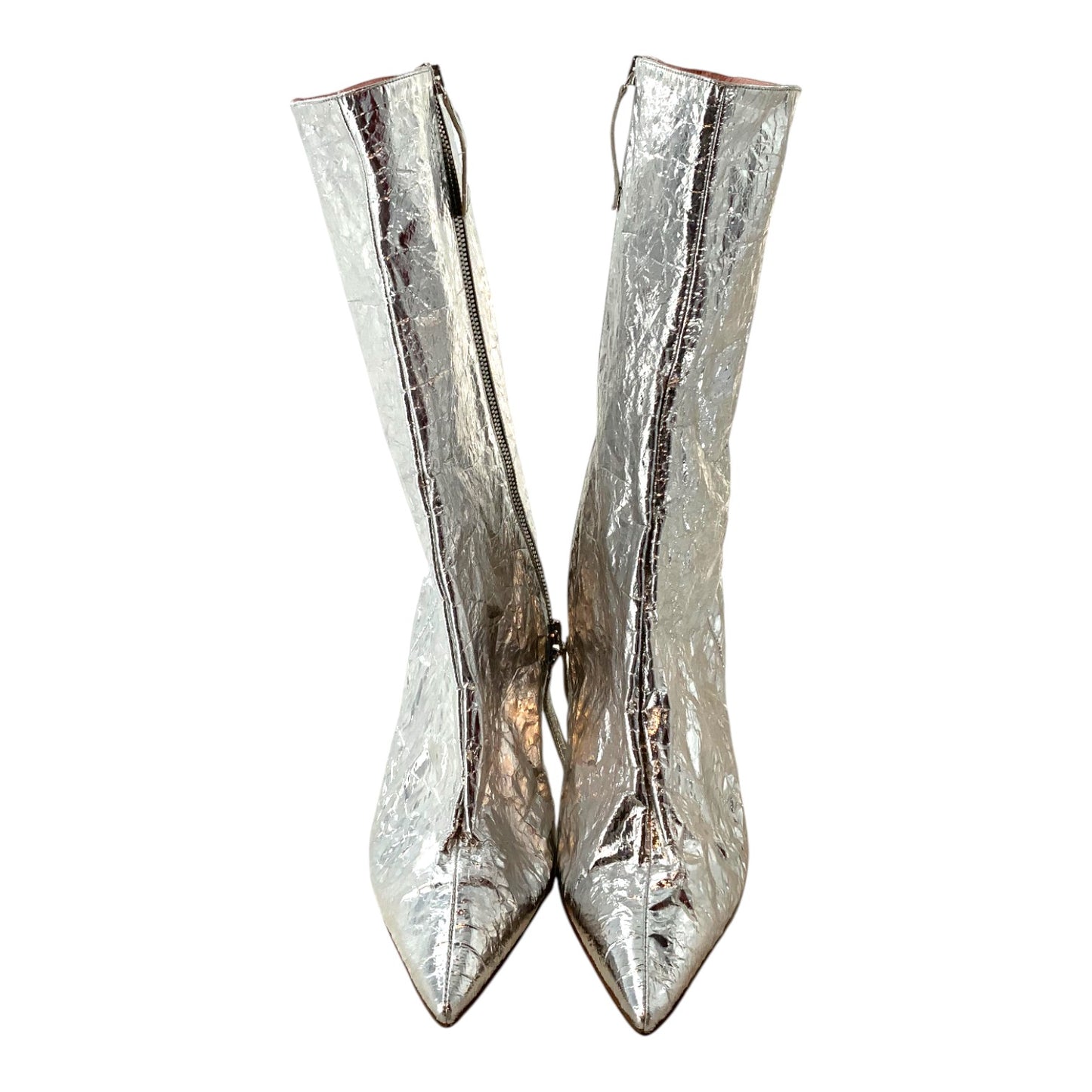 Acne Studios Silver Crinkled Patent Leather Ankle Boots