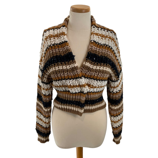 Brunello Cucinelli Palettes Striped Sequin Cardigan