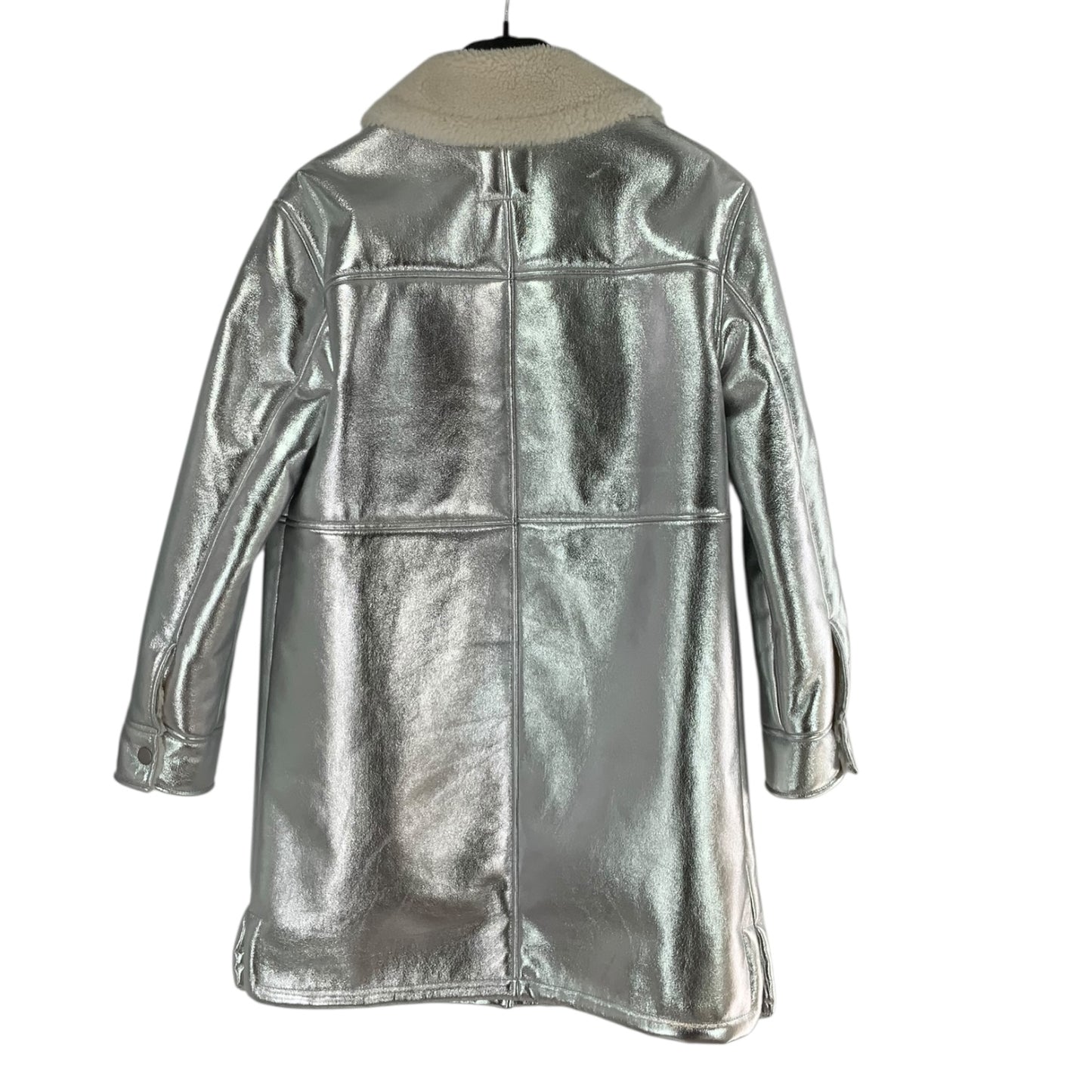 Avec Les Filles Shiny Silver Wool Coat