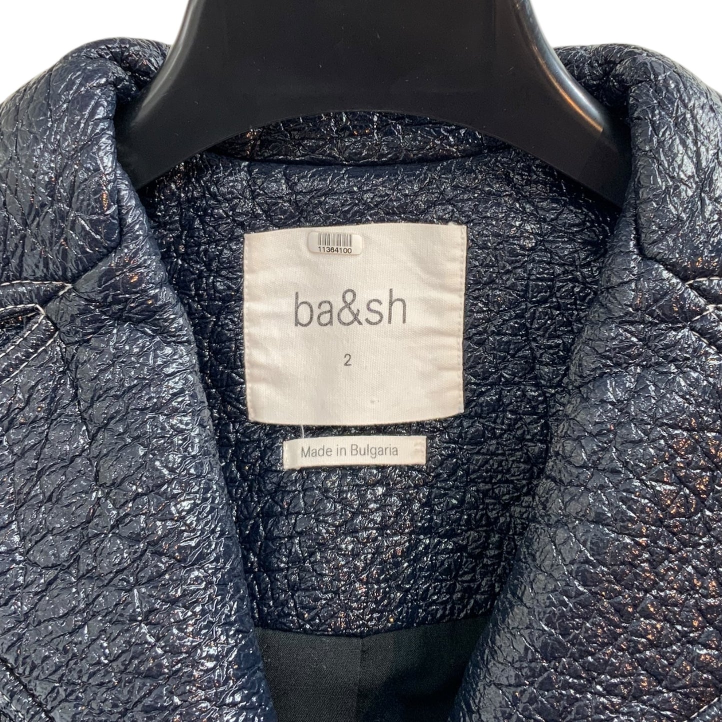 Ba&sh Quilted Faux Leather Shiny Coated Blazer/Jacket