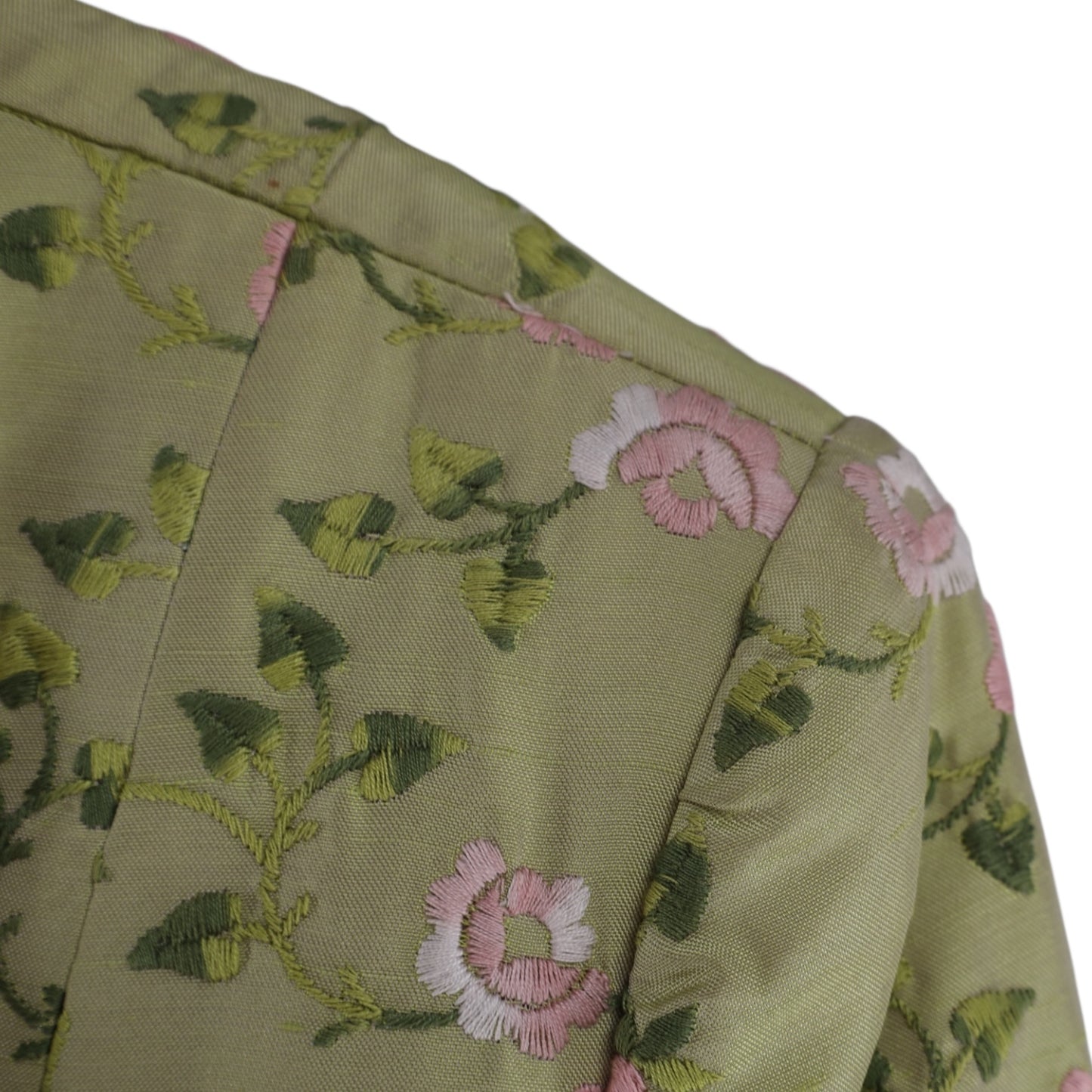 Oscar De La Renta Silk Blend Green and Pink Blazer