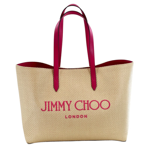 Jimmy Choo Leather Trim Raffia Tote Bag