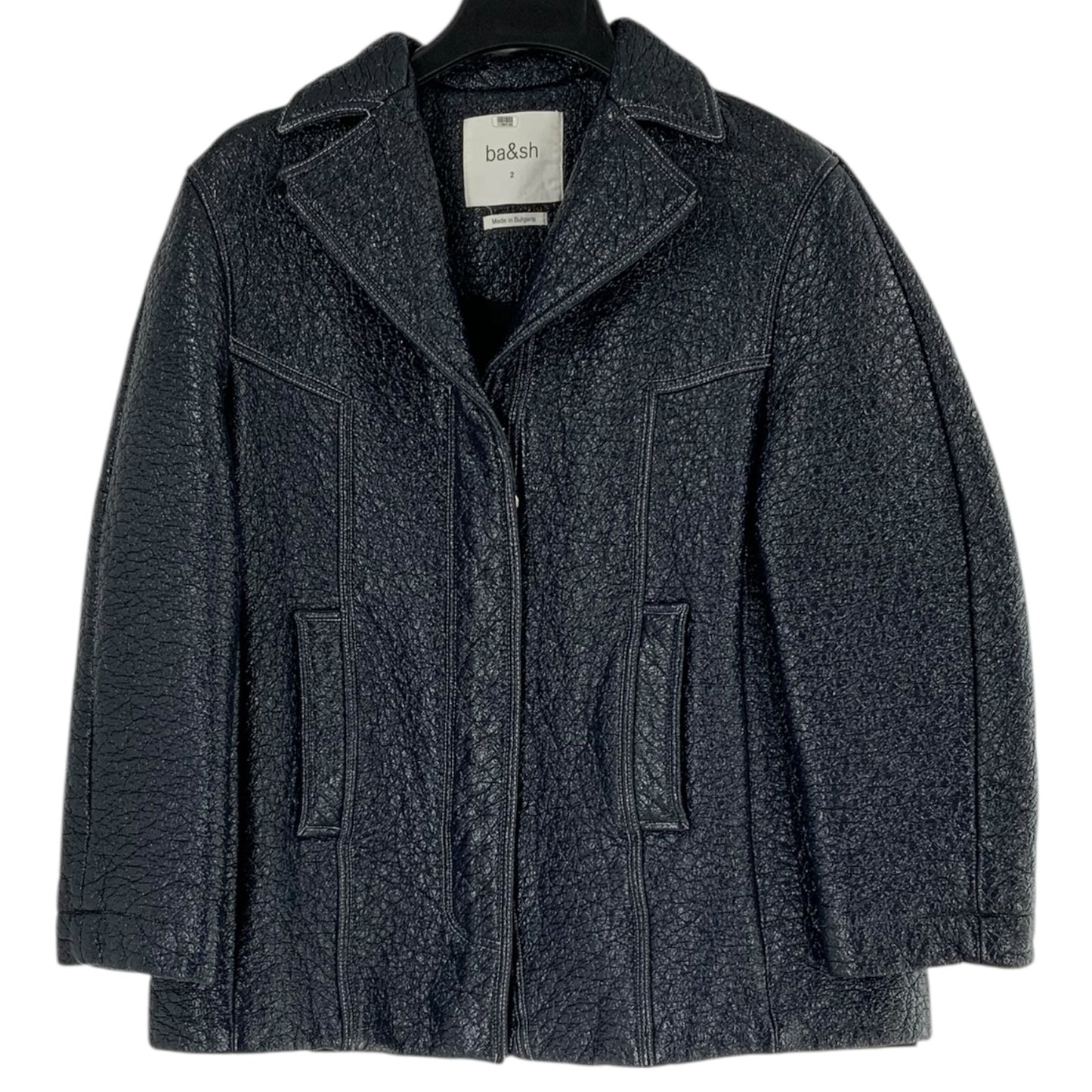Ba&sh Quilted Faux Leather Shiny Coated Blazer/Jacket