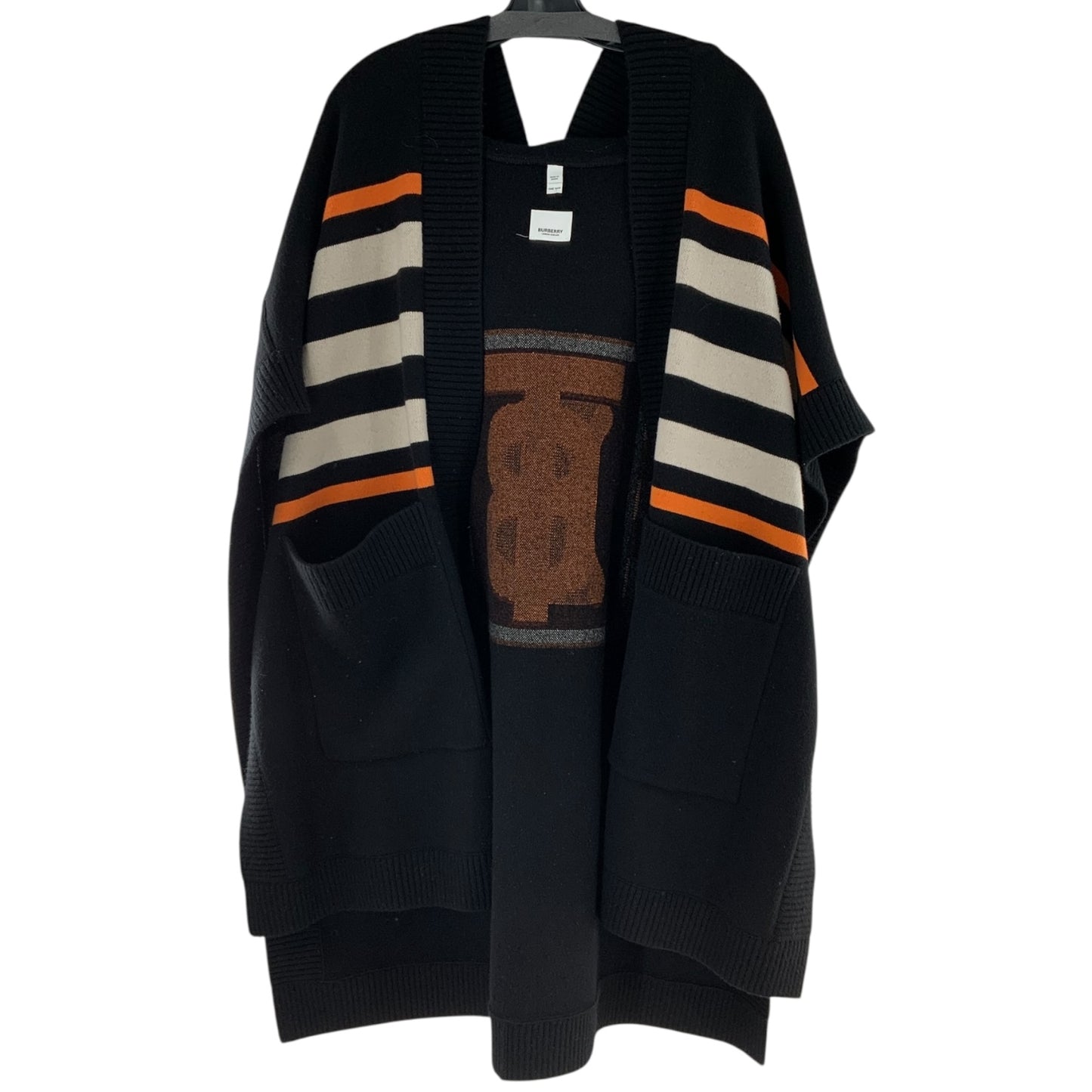 Burberry TB Monogram Hooded Wool Blend Cape
