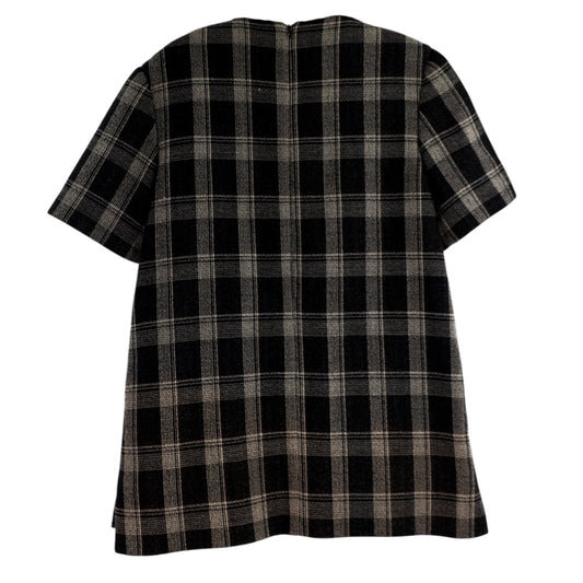 Proenza Schouler Black Plaid Short Sleeve Structured Top