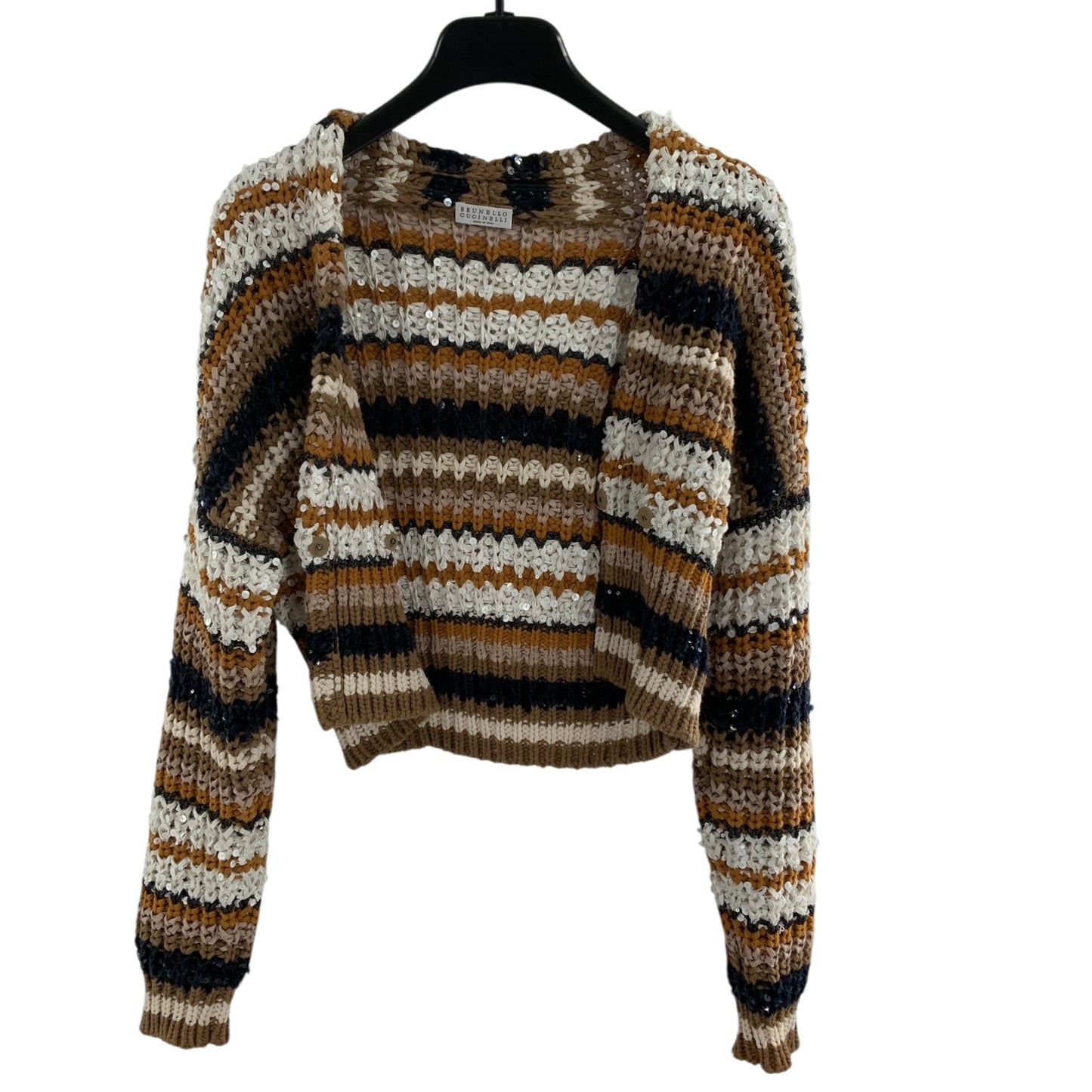 Brunello Cucinelli Palettes Striped Sequin Cardigan