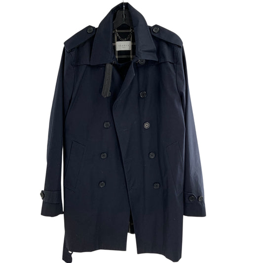 Sandro Men's Double-Breasted Navy Blue Coat
