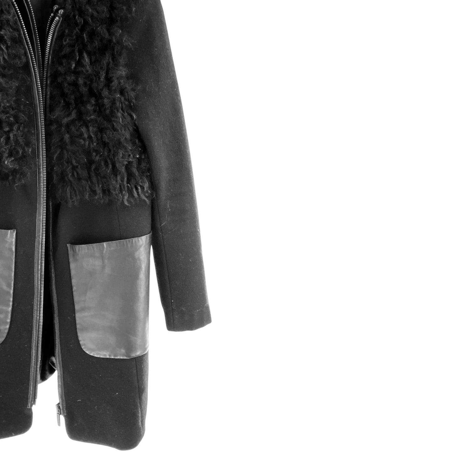 Ashley B Leather and Wool Coat