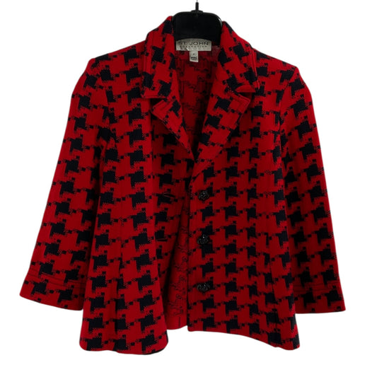 St. John Houndstooth Red and Black Blazer