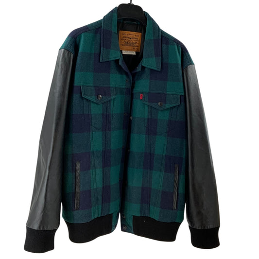 Levi's Flannel Print Coat with Leather Sleeves