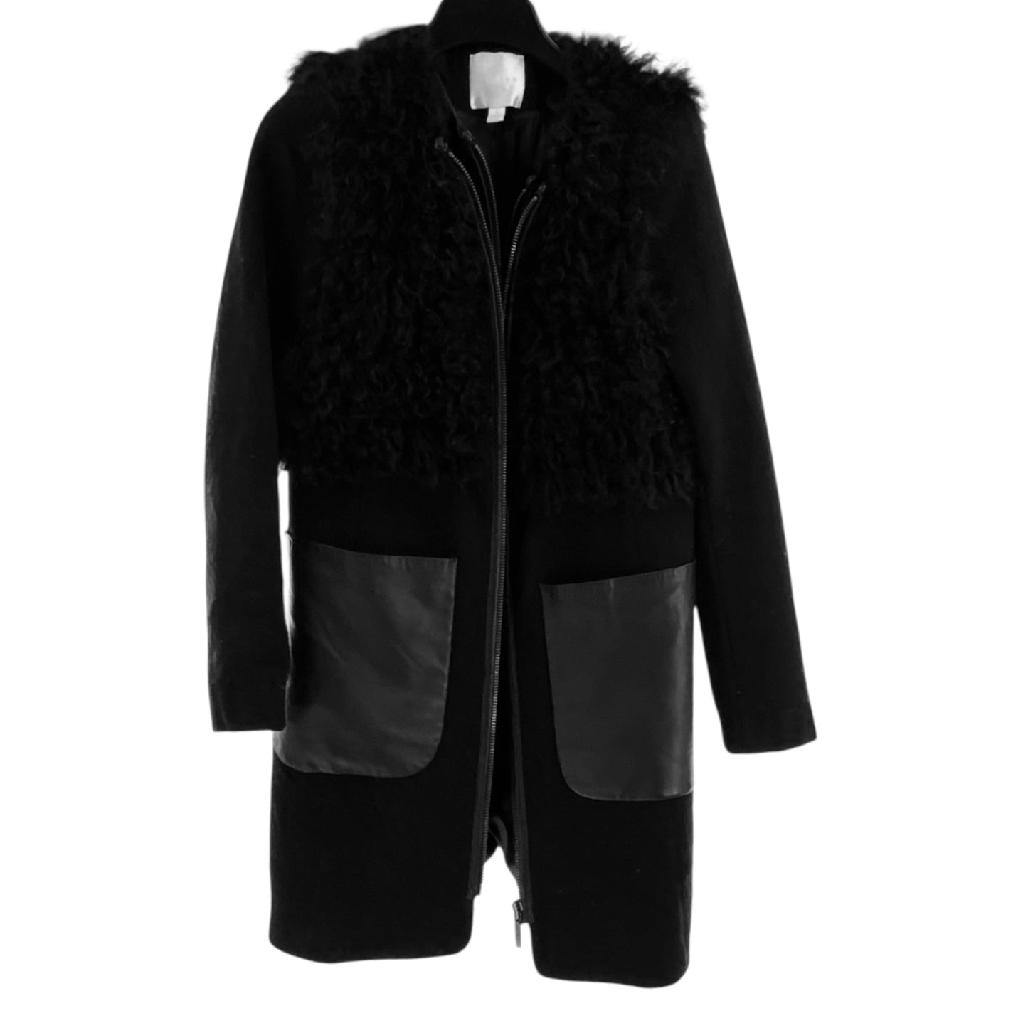 Ashley B Leather and Wool Coat