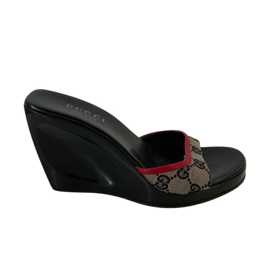 Gucci GG Pattern Canvas Wedges