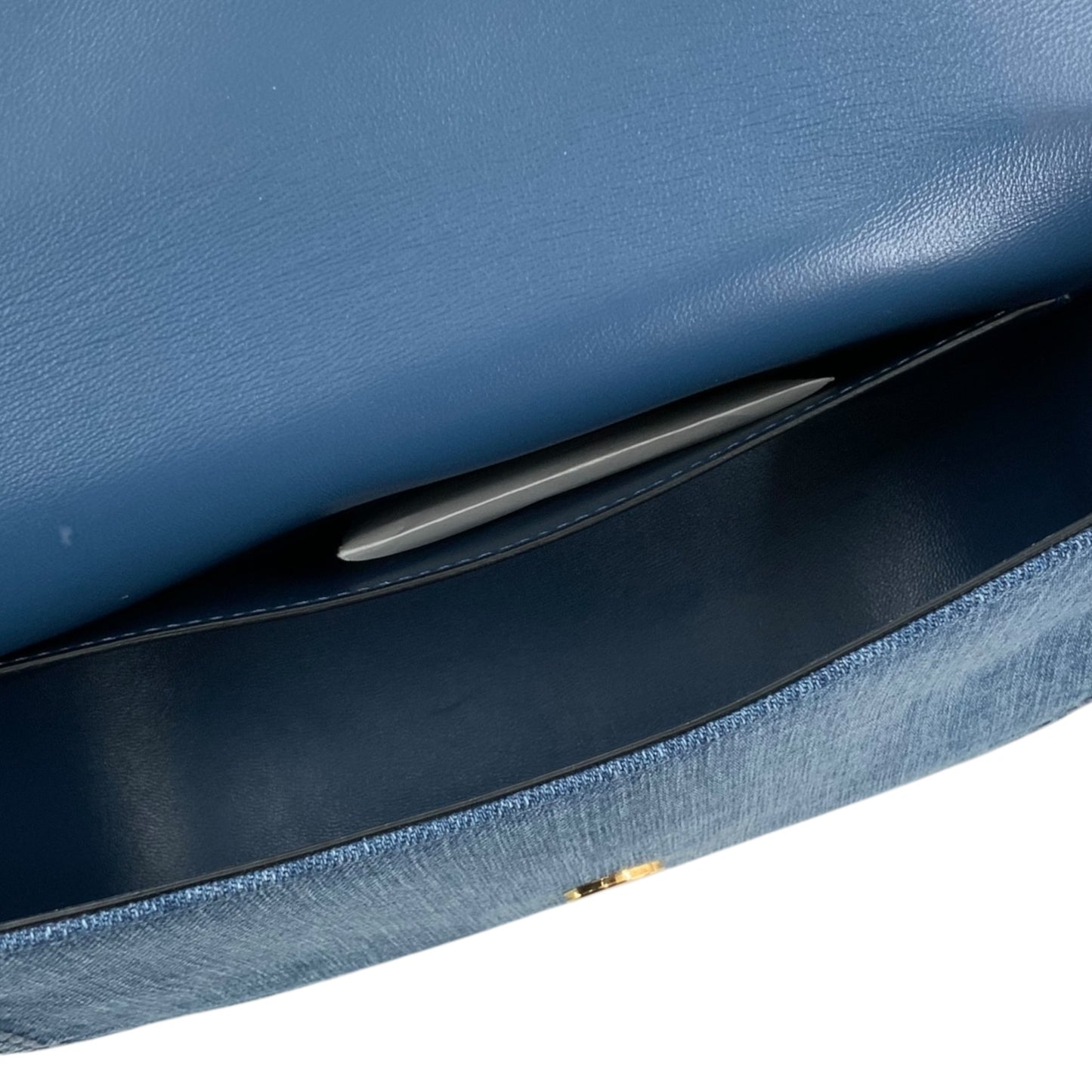 Valentino Garavani All Time Denim and Leather V Logo Shoulder Bag