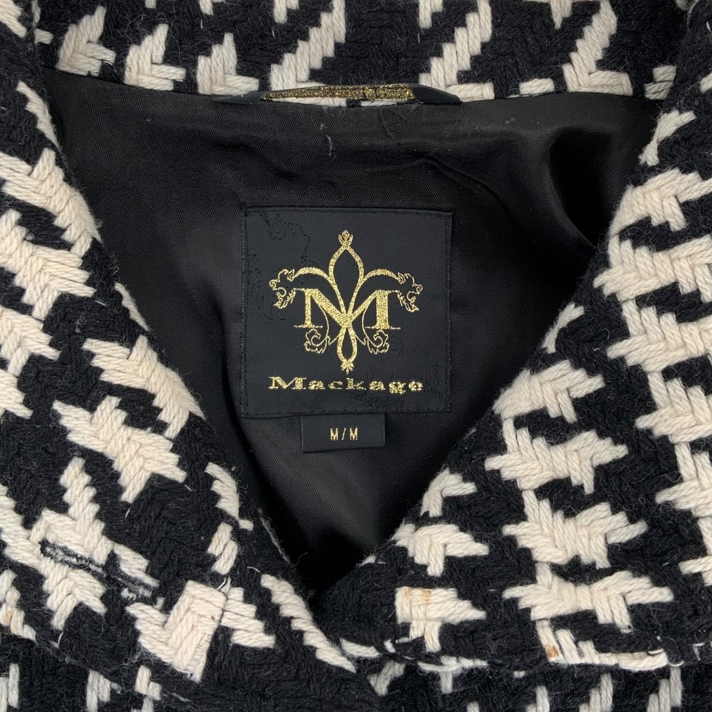 Mackage Houndstooth Print Cape/Poncho