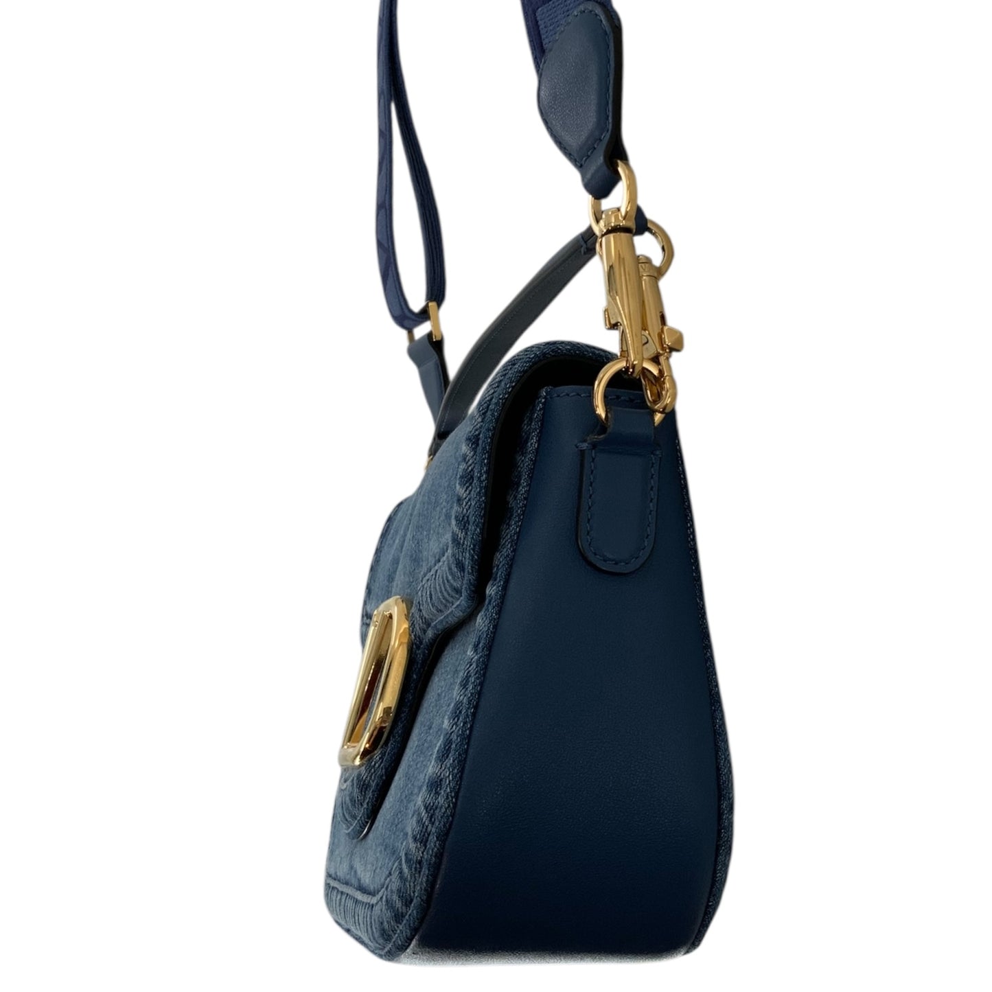 Valentino Garavani All Time Denim and Leather V Logo Shoulder Bag