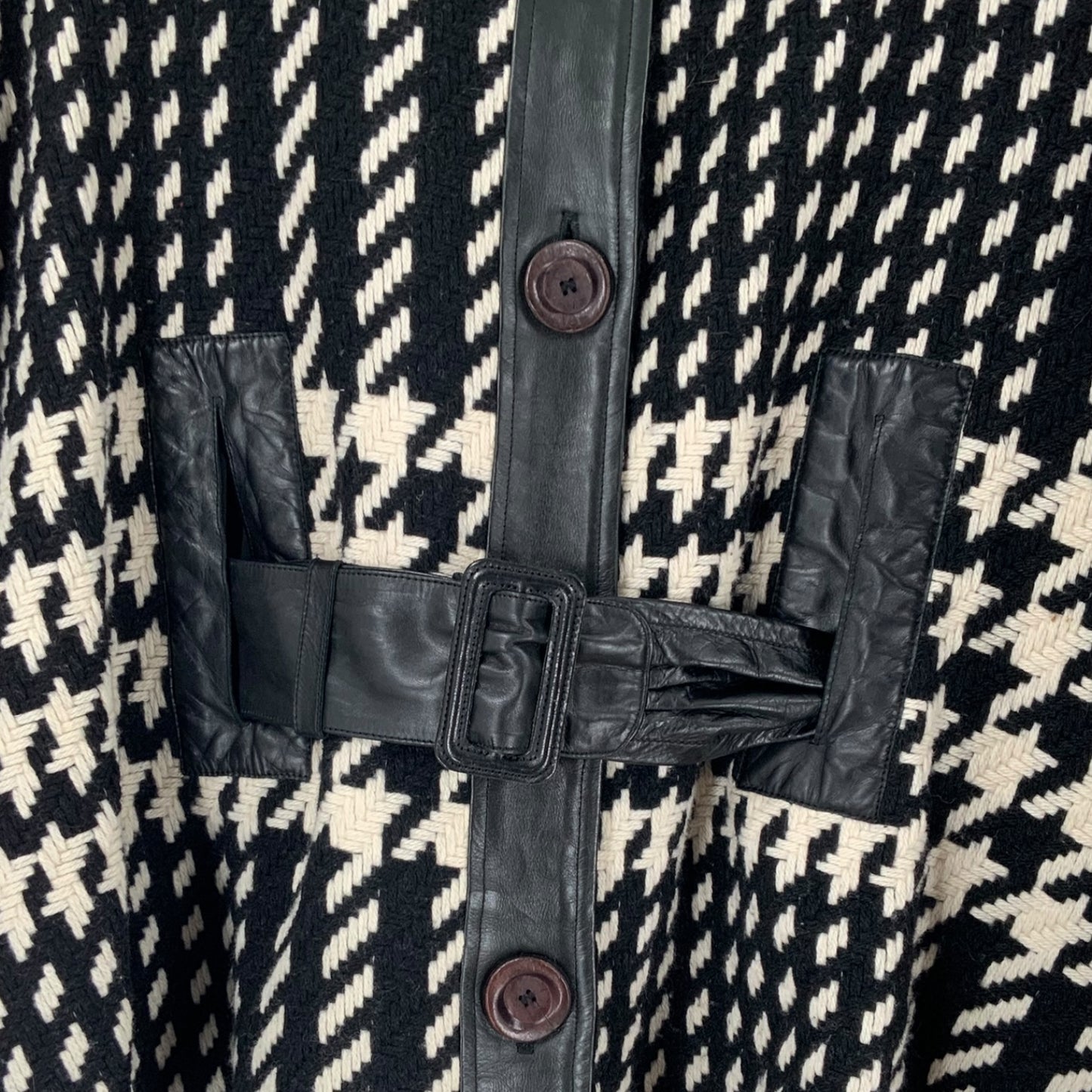 Mackage Houndstooth Print Cape/Poncho