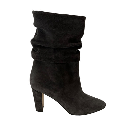 Manolo Blahnik Silver Suede Heeled Booties