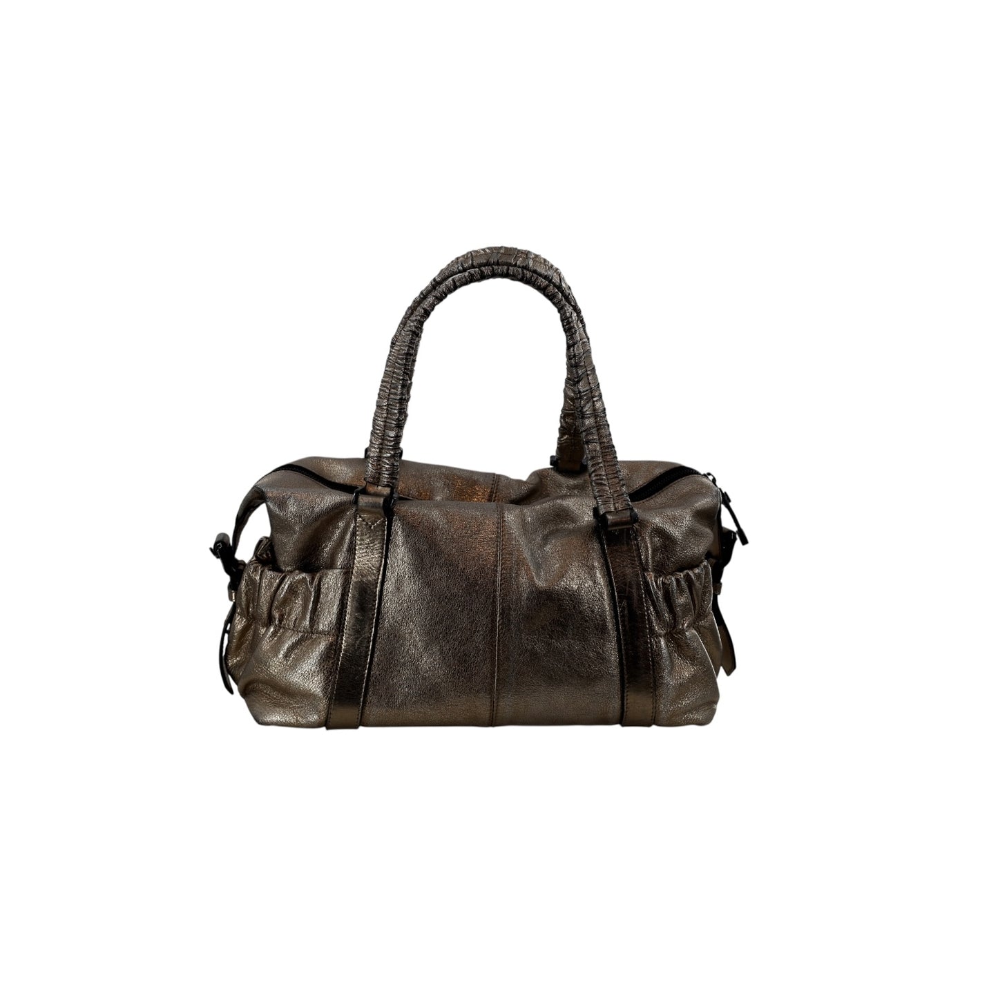 Burberry Metallic Gold Leather Curzon Shoulder Bag