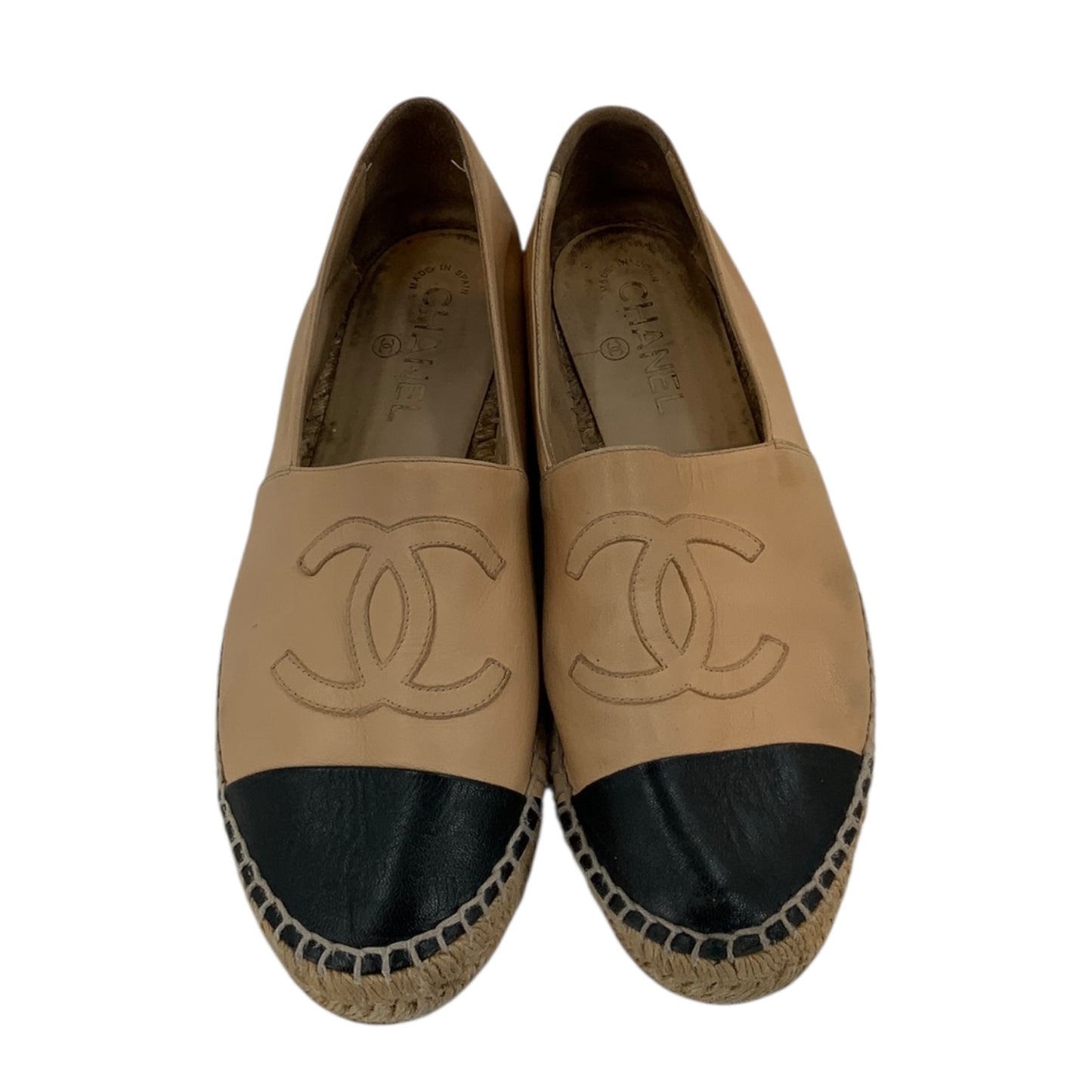 Chanel Interlocking CC Logo Leather Espadrilles