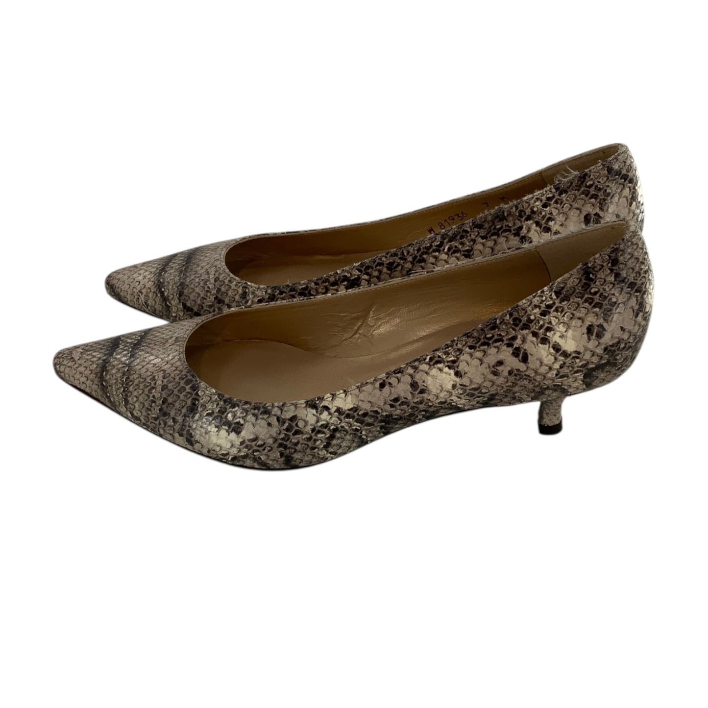 Stuart Weitzman Eva Embossed Kitten Heels